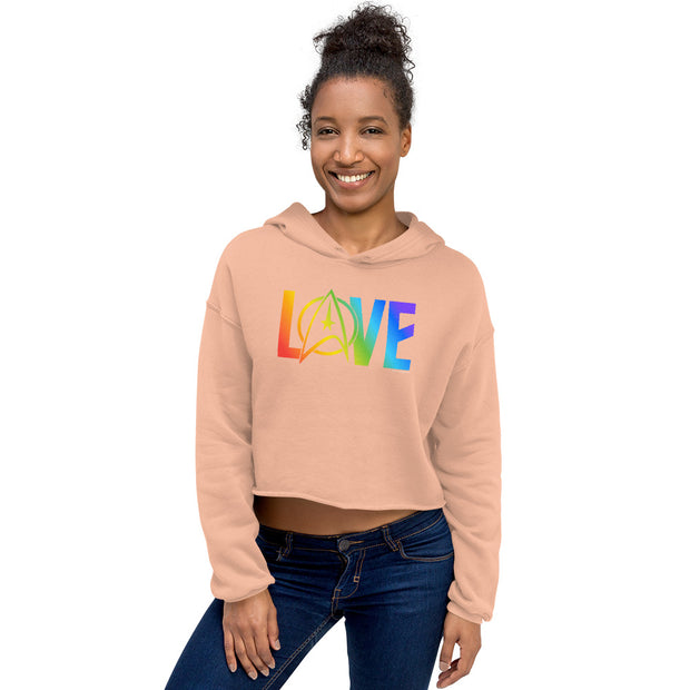 Star Trek: The Original Series Pride Love Women's Fleece Crop Hooded Sweatshirt