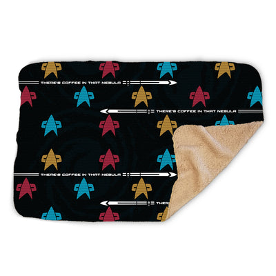 Star Trek: Voyager Coffee in that Nebula Badge Sherpa Blanket