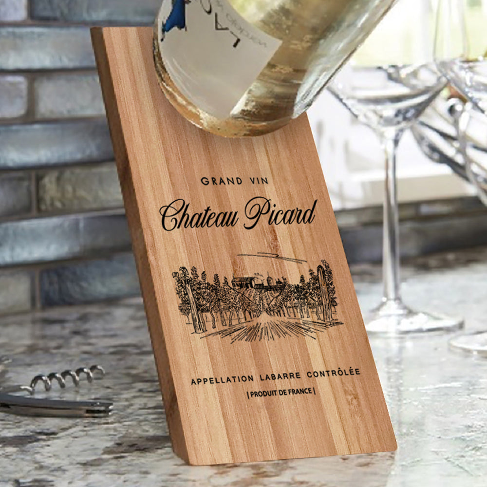 Star Trek: Picard Chateau Picard Vineyard Logo Wooden Wine Bottle Holder