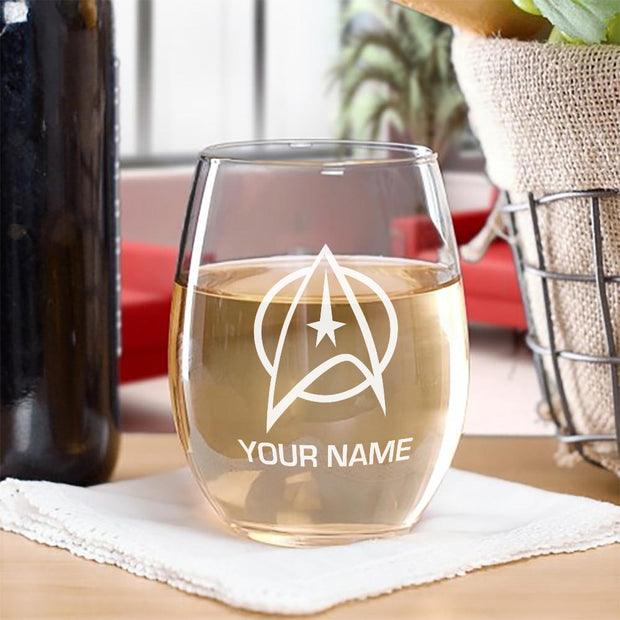 Star Trek: The Original Series Delta Personalized Laser Engraved Stemless Wine glass