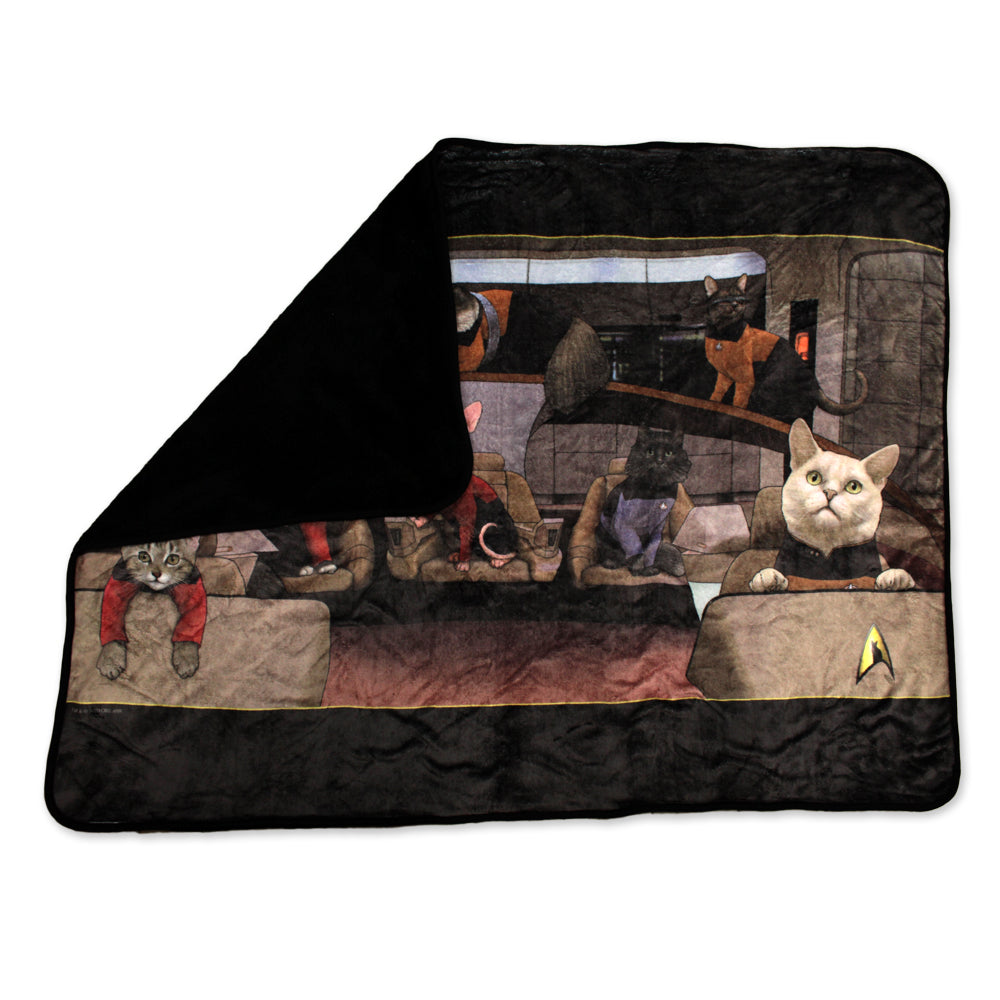 Star Trek: The Next Generation Crew Cats Black Sherpa Blanket