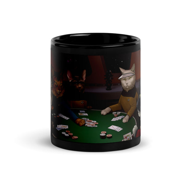 Star Trek: The Next Generation Poker Cats 11 oz Black Mug